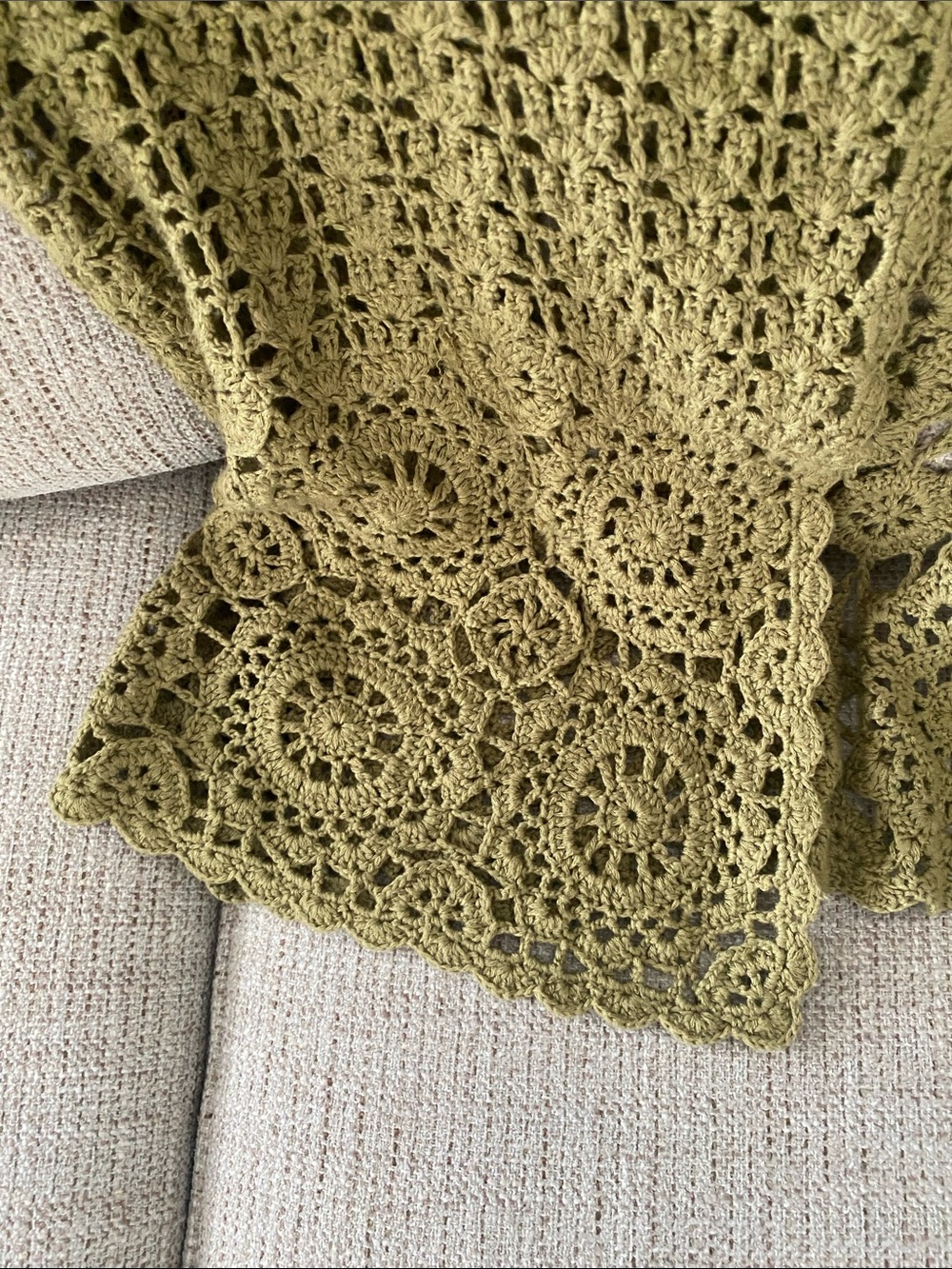 Ruby Rd. Olive Green Crochet Open-Front Shrug - Picture 4 of 5
